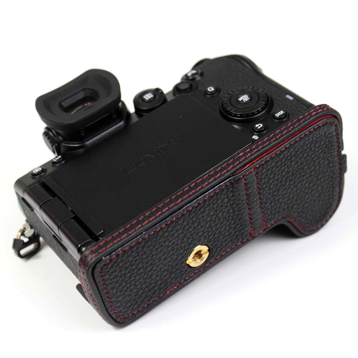 Genuine Leather Camera Protective Half Case Bottom Cover with Battery Opening for Panasonic Lumix S5