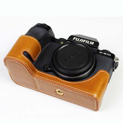 PU Leather Camera Half Case Bottom Cover with Battery Opening for Fujifilm X-S10