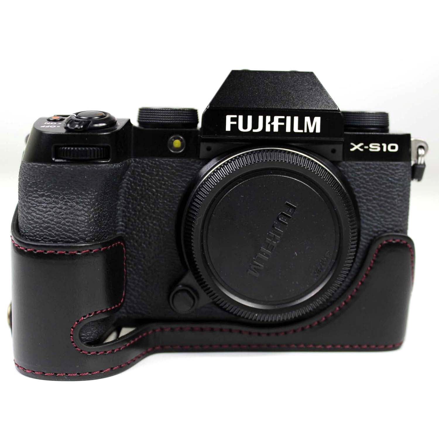 PU Leather Camera Half Case Bottom Cover with Battery Opening for Fujifilm X-S10