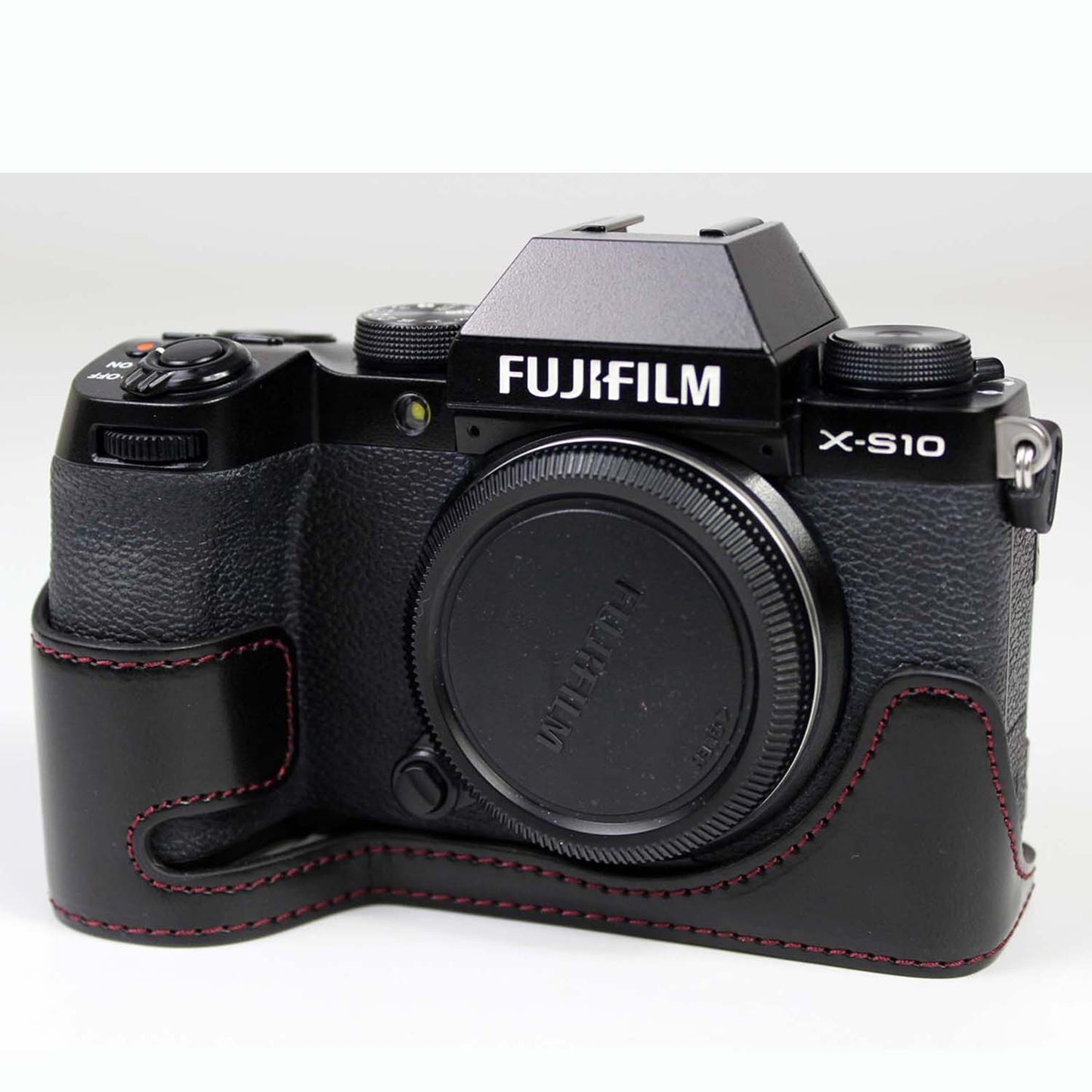 PU Leather Camera Half Case Bottom Cover with Battery Opening for Fujifilm X-S10