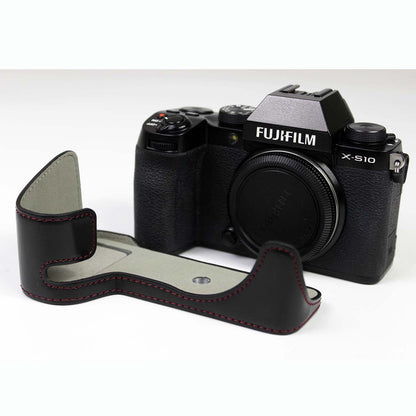 PU Leather Camera Half Case Bottom Cover with Battery Opening for Fujifilm X-S10