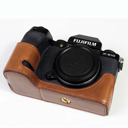 PU Leather Camera Half Case Bottom Cover with Battery Opening for Fujifilm X-S10