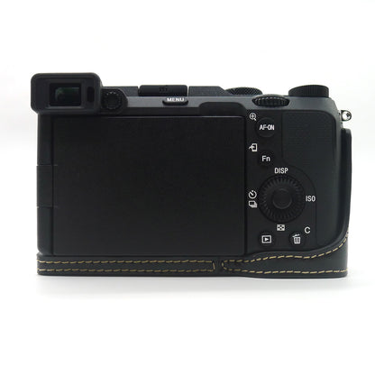 Camera Half Case PU Leather Bottom Protective Cover with Battery Opening for Sony A7C