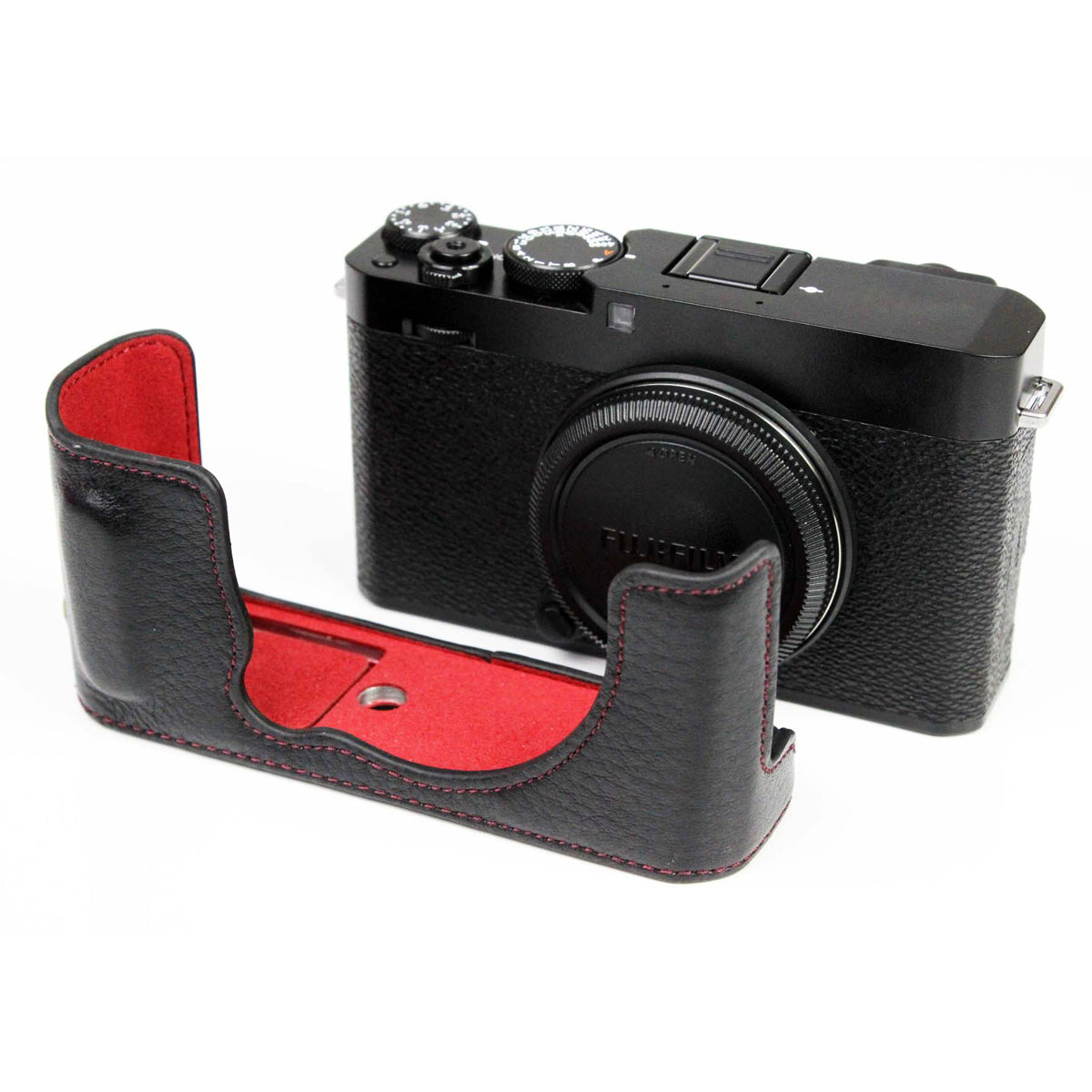 Genuine Leather Camera Bag Bottom Case Half Body Cover Protector with Battery Opening for Fuji X-E4