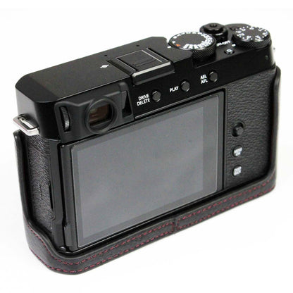 Genuine Leather Camera Bag Bottom Case Half Body Cover Protector with Battery Opening for Fuji X-E4