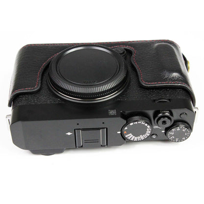 Genuine Leather Camera Bag Bottom Case Half Body Cover Protector with Battery Opening for Fuji X-E4