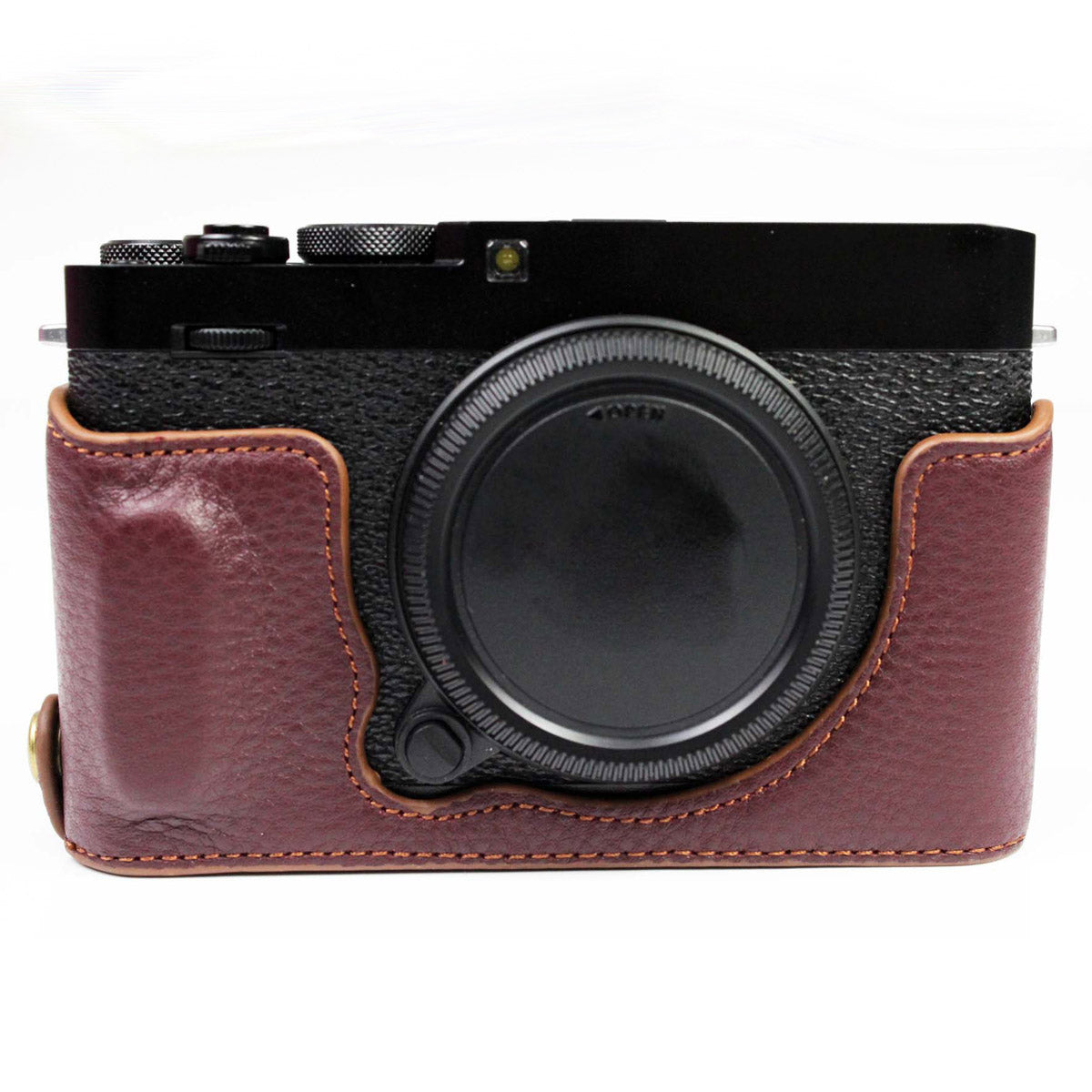 Genuine Leather Camera Bag Bottom Case Half Body Cover Protector with Battery Opening for Fuji X-E4