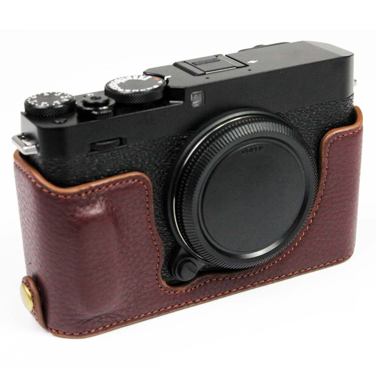 Genuine Leather Camera Bag Bottom Case Half Body Cover Protector with Battery Opening for Fuji X-E4