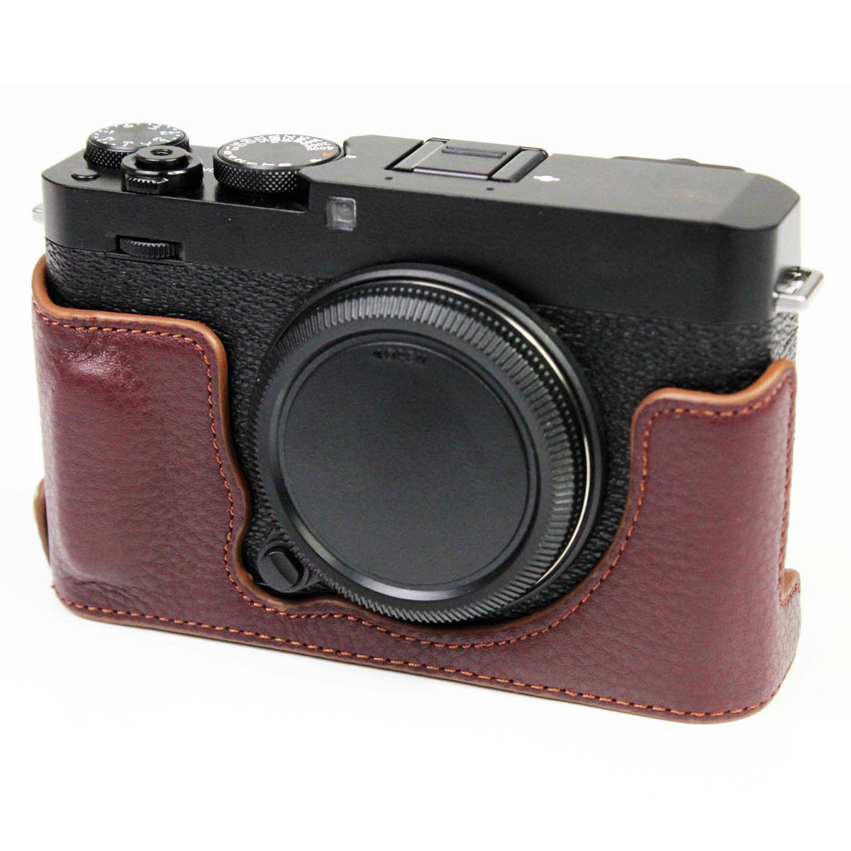 Genuine Leather Camera Bag Bottom Case Half Body Cover Protector with Battery Opening for Fuji X-E4