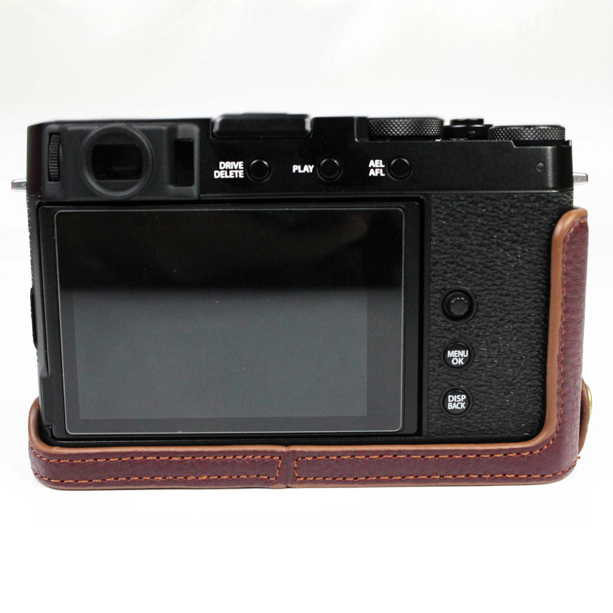 Genuine Leather Camera Bag Bottom Case Half Body Cover Protector with Battery Opening for Fuji X-E4