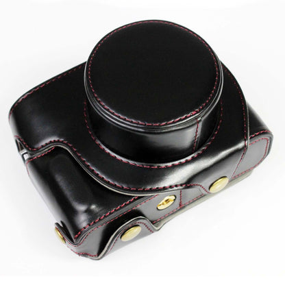 PU Leather Camera Bag Case Lens Protective Cover with Battery Opening Shoulder Strap for Fuji X-E4