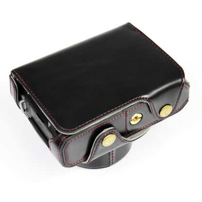 PU Leather Camera Bag Case Lens Protective Cover with Battery Opening Shoulder Strap for Fuji X-E4