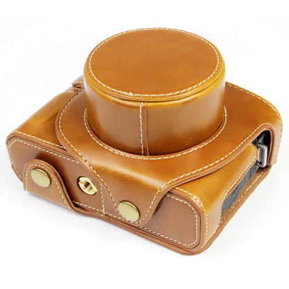 PU Leather Camera Bag Case Lens Protective Cover with Battery Opening Shoulder Strap for Fuji X-E4