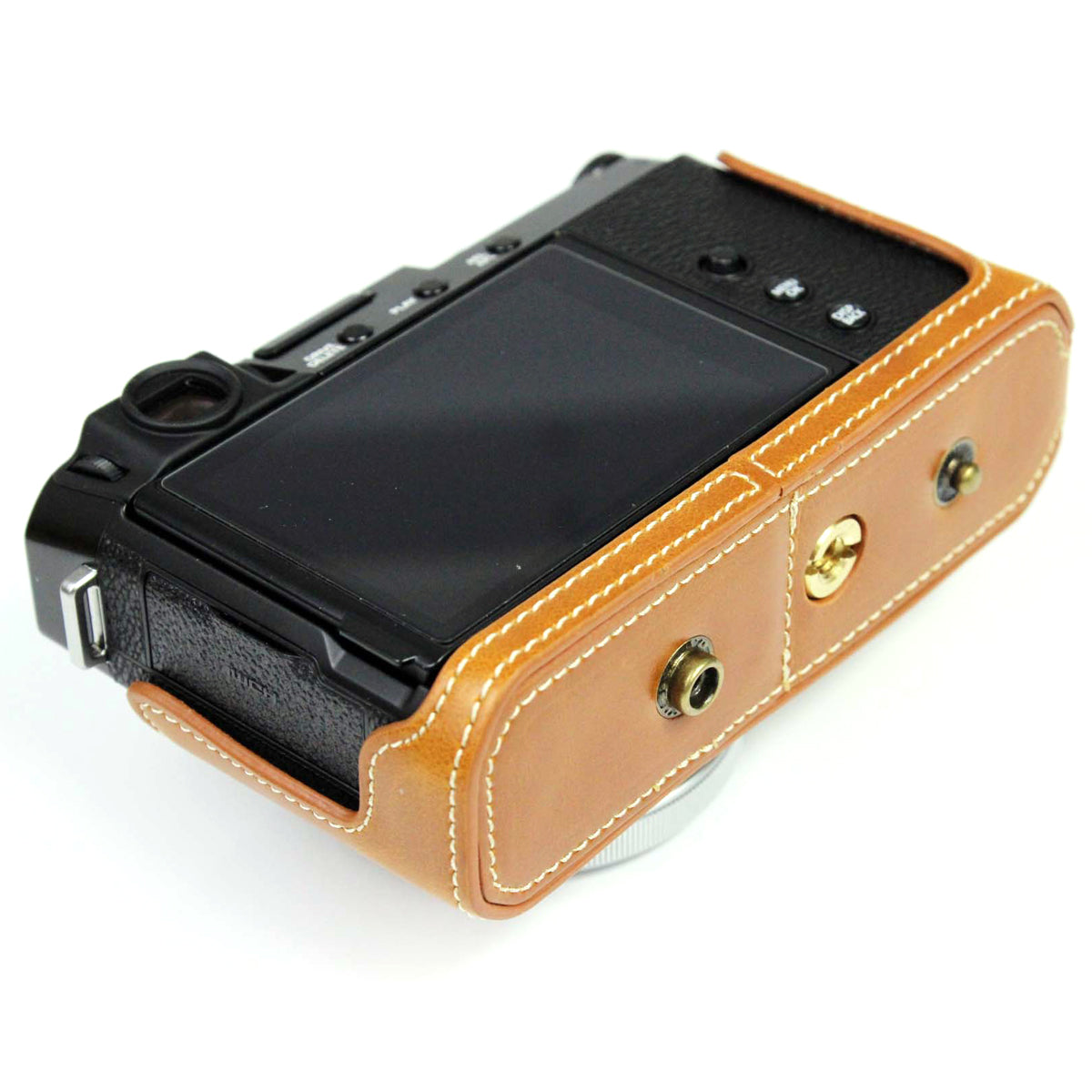 PU Leather Camera Bag Case Lens Protective Cover with Battery Opening Shoulder Strap for Fuji X-E4