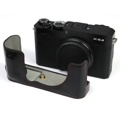 PU Leather Camera Bag Bottom Case Protective Half Body Cover with Battery Opening for Fuji X-E4