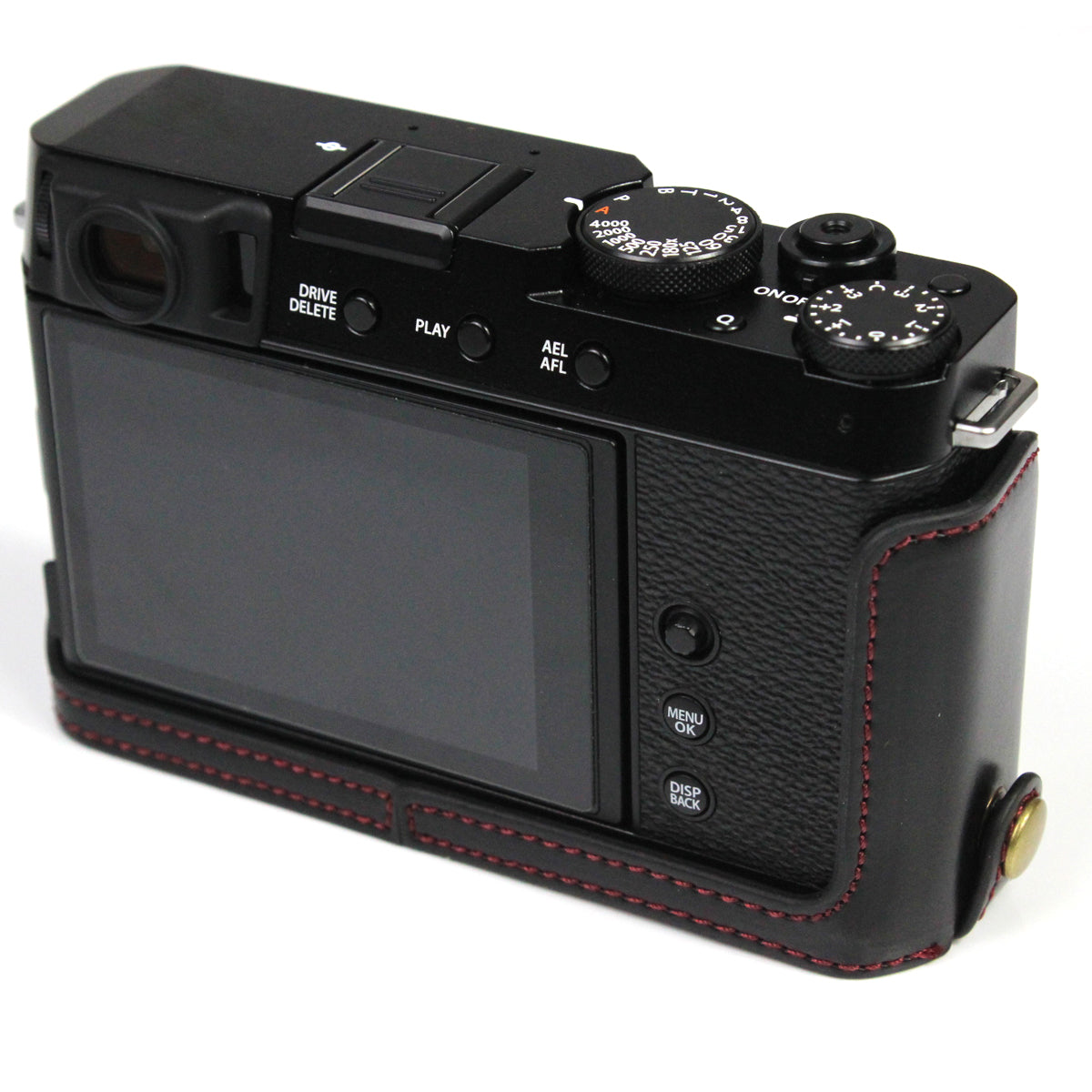 PU Leather Camera Bag Bottom Case Protective Half Body Cover with Battery Opening for Fuji X-E4