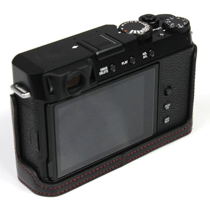 PU Leather Camera Bag Bottom Case Protective Half Body Cover with Battery Opening for Fuji X-E4