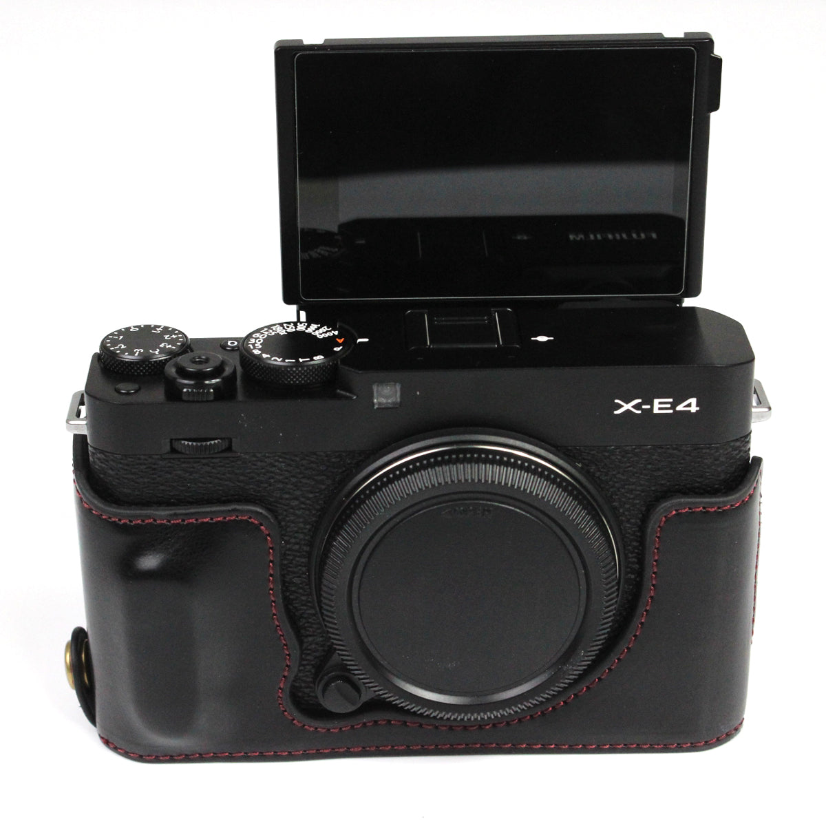 PU Leather Camera Bag Bottom Case Protective Half Body Cover with Battery Opening for Fuji X-E4