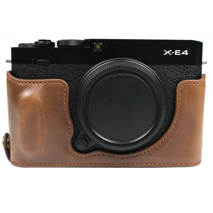 PU Leather Camera Bag Bottom Case Protective Half Body Cover with Battery Opening for Fuji X-E4