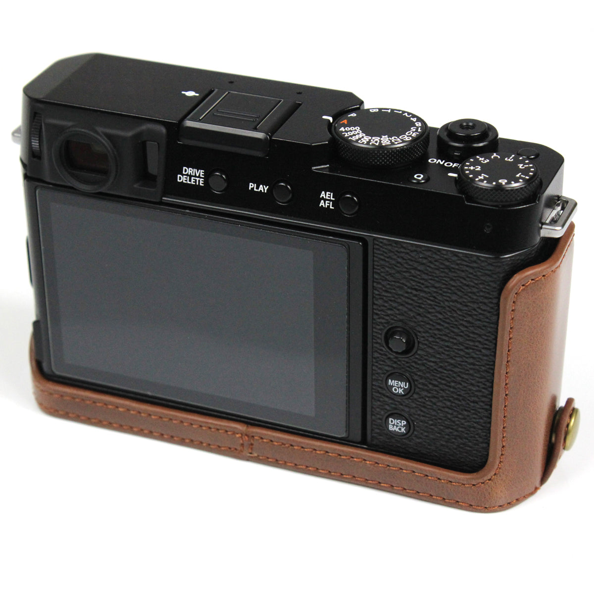 PU Leather Camera Bag Bottom Case Protective Half Body Cover with Battery Opening for Fuji X-E4