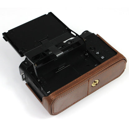 PU Leather Camera Bag Bottom Case Protective Half Body Cover with Battery Opening for Fuji X-E4