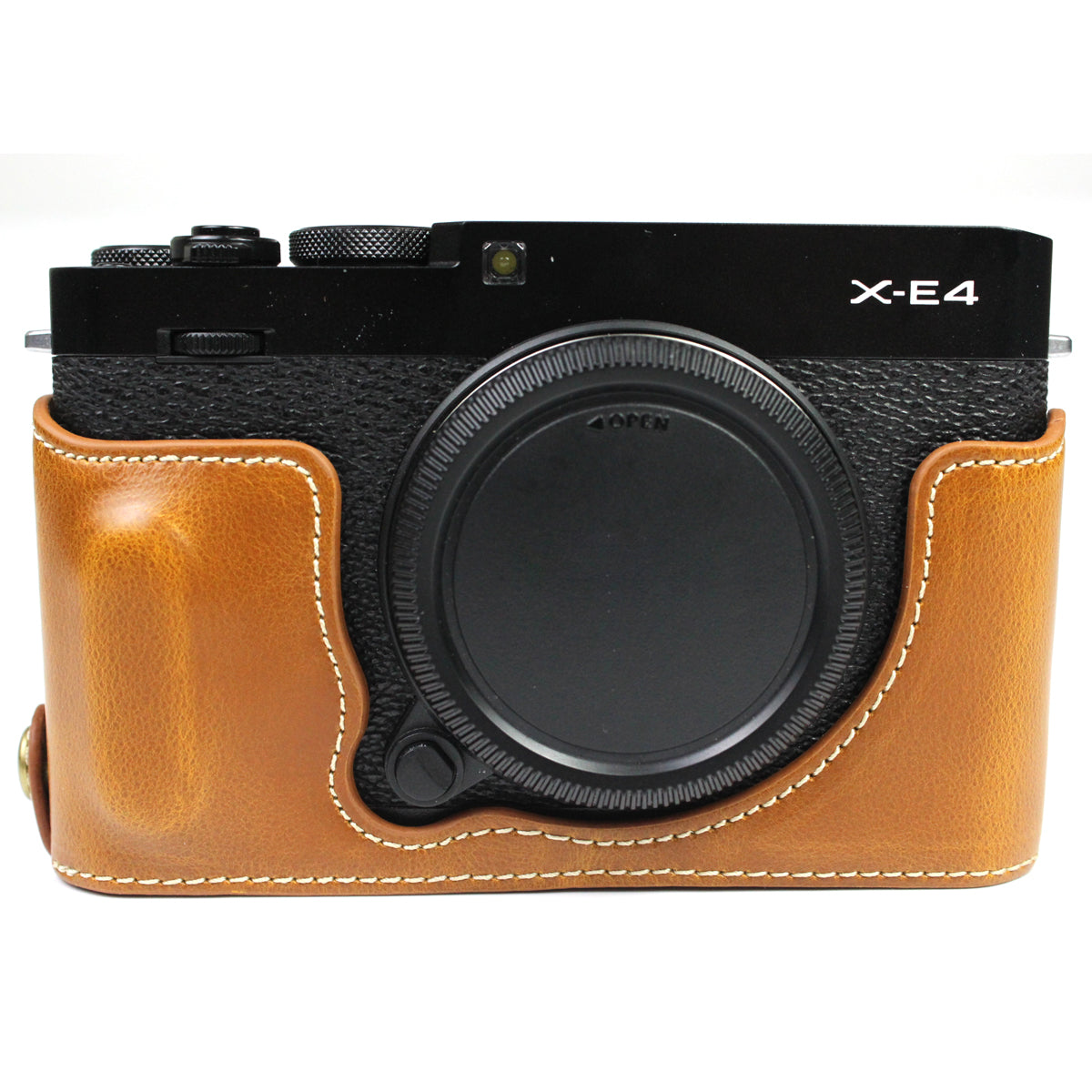 PU Leather Camera Bag Bottom Case Protective Half Body Cover with Battery Opening for Fuji X-E4