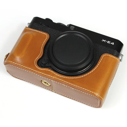 PU Leather Camera Bag Bottom Case Protective Half Body Cover with Battery Opening for Fuji X-E4