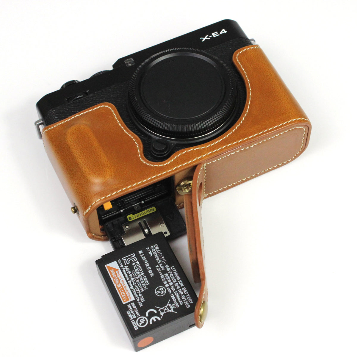 PU Leather Camera Bag Bottom Case Protective Half Body Cover with Battery Opening for Fuji X-E4