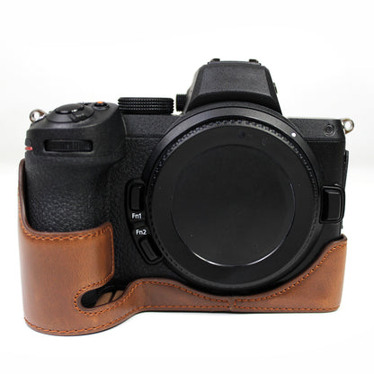 PU Leather Camera Protection Bottom Case Bag Half Body Cover with Battery Opening for Nikon Z5/Z6/Z7/Z6II/Z62/Z7II/Z72