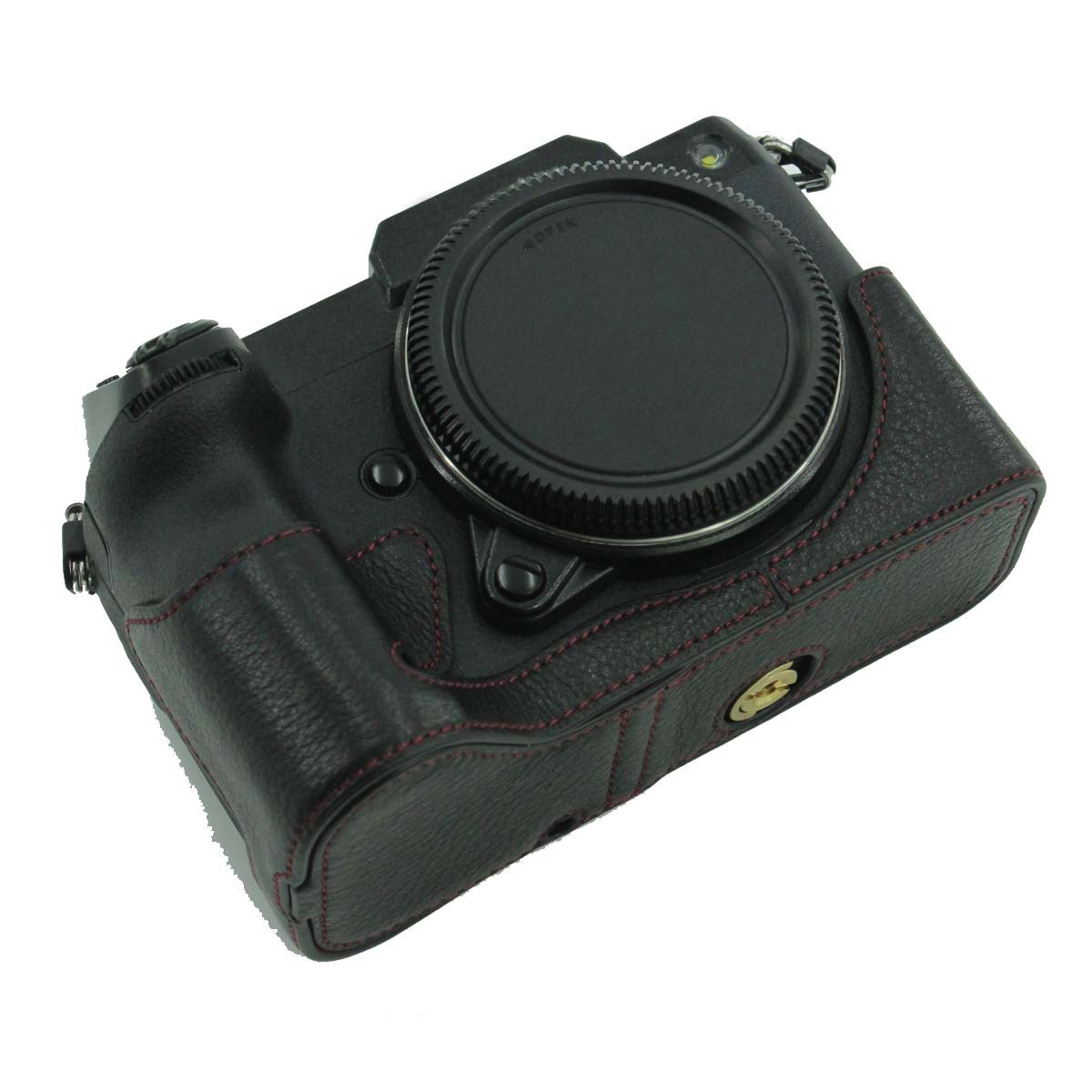 Camera Bottom Case Genuine Leather Protective Half Body Cover with Battery Opening for Fuji GFX 100S