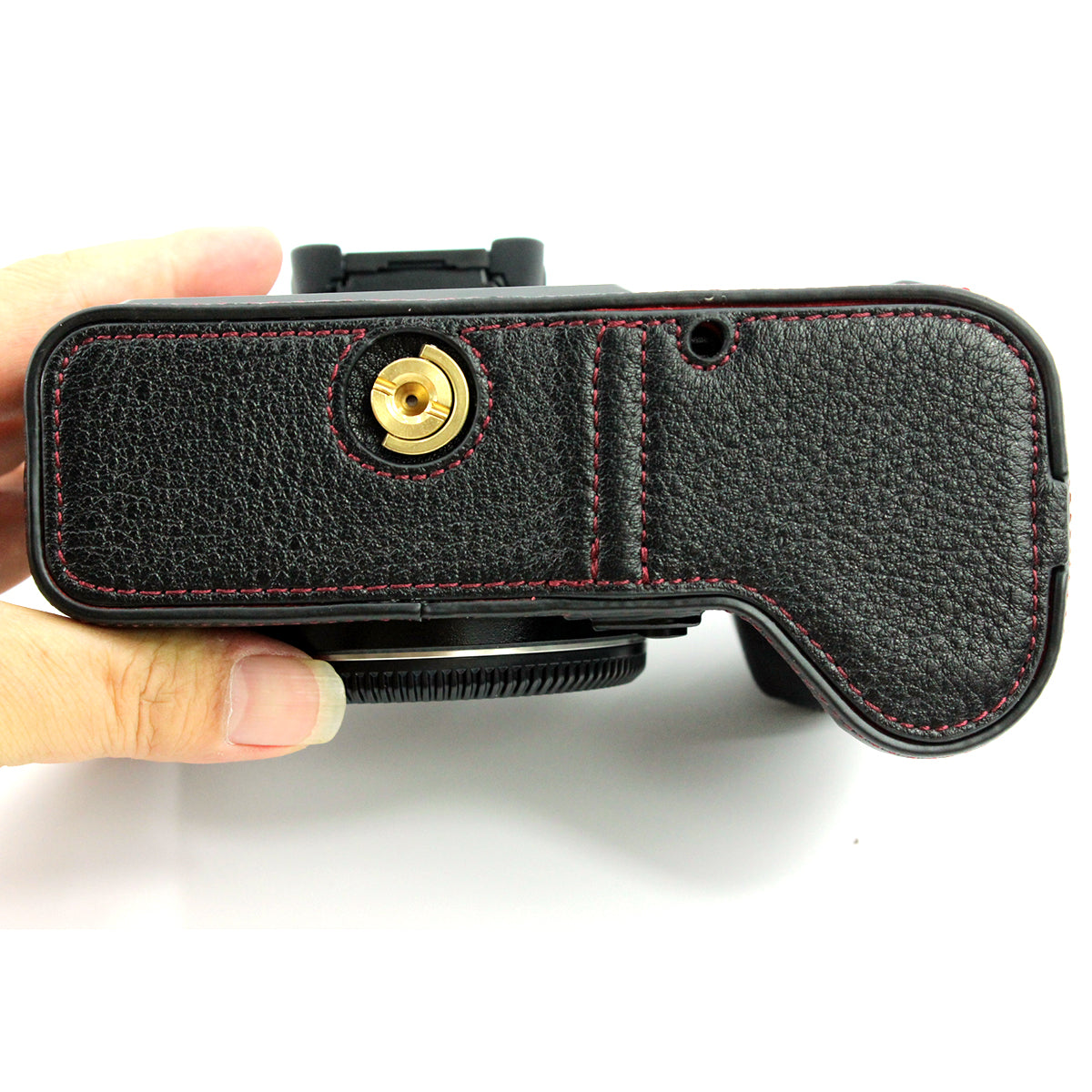 Camera Bottom Case Genuine Leather Protective Half Body Cover with Battery Opening for Fuji GFX 100S