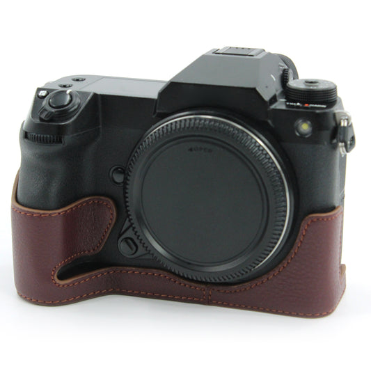 Camera Bottom Case Genuine Leather Protective Half Body Cover with Battery Opening for Fuji GFX 100S