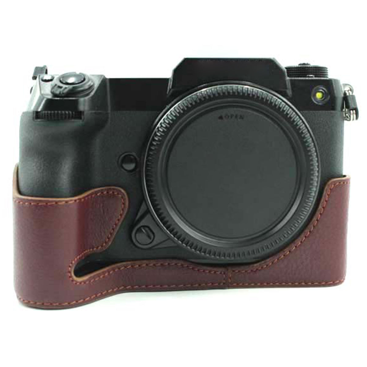 Camera Bottom Case Genuine Leather Protective Half Body Cover with Battery Opening for Fuji GFX 100S