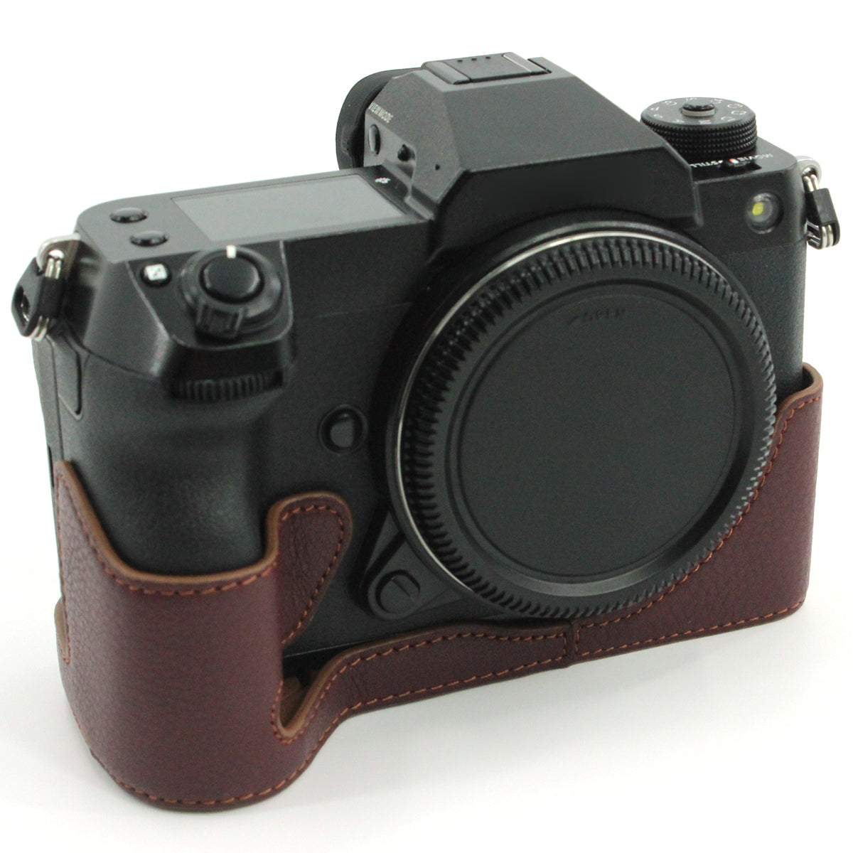 Camera Bottom Case Genuine Leather Protective Half Body Cover with Battery Opening for Fuji GFX 100S