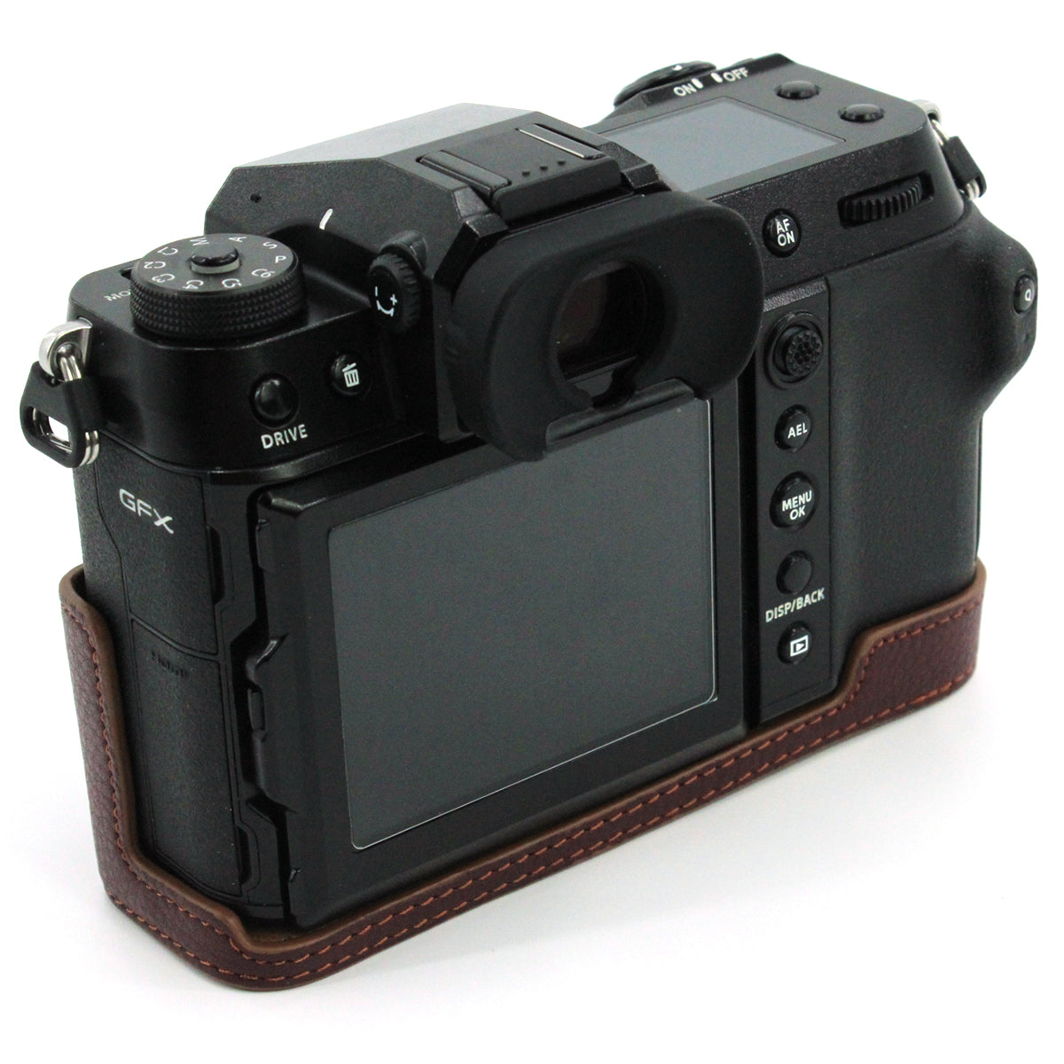 Camera Bottom Case Genuine Leather Protective Half Body Cover with Battery Opening for Fuji GFX 100S