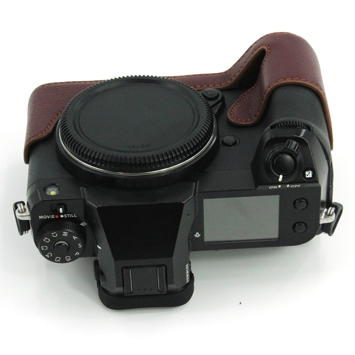 Camera Bottom Case Genuine Leather Protective Half Body Cover with Battery Opening for Fuji GFX 100S