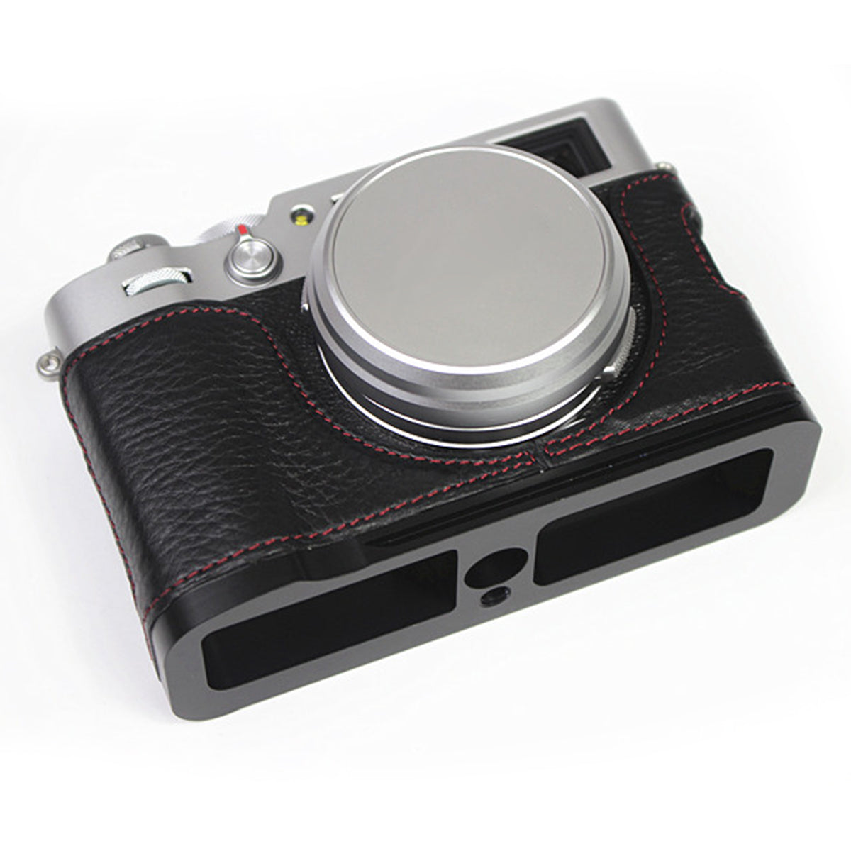 Genuine Leather Camera Half Body Cover Bottom Case Quick Release Plate Set for Fuji X100V