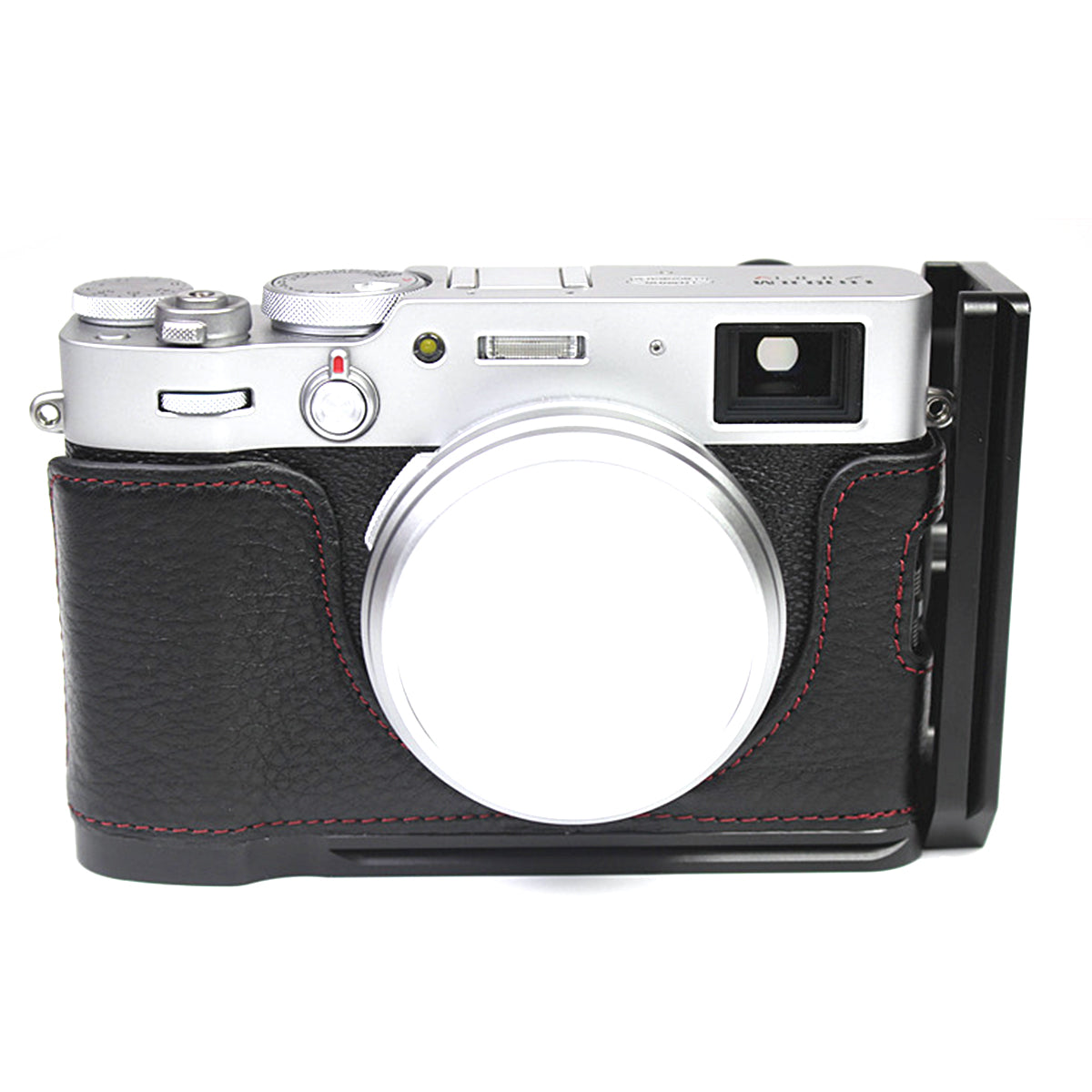 Genuine Leather Camera Half Body Cover Bottom Case Quick Release Plate Set for Fuji X100V