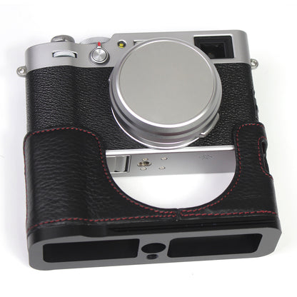 Genuine Leather Camera Half Body Cover Bottom Case Quick Release Plate Set for Fuji X100V