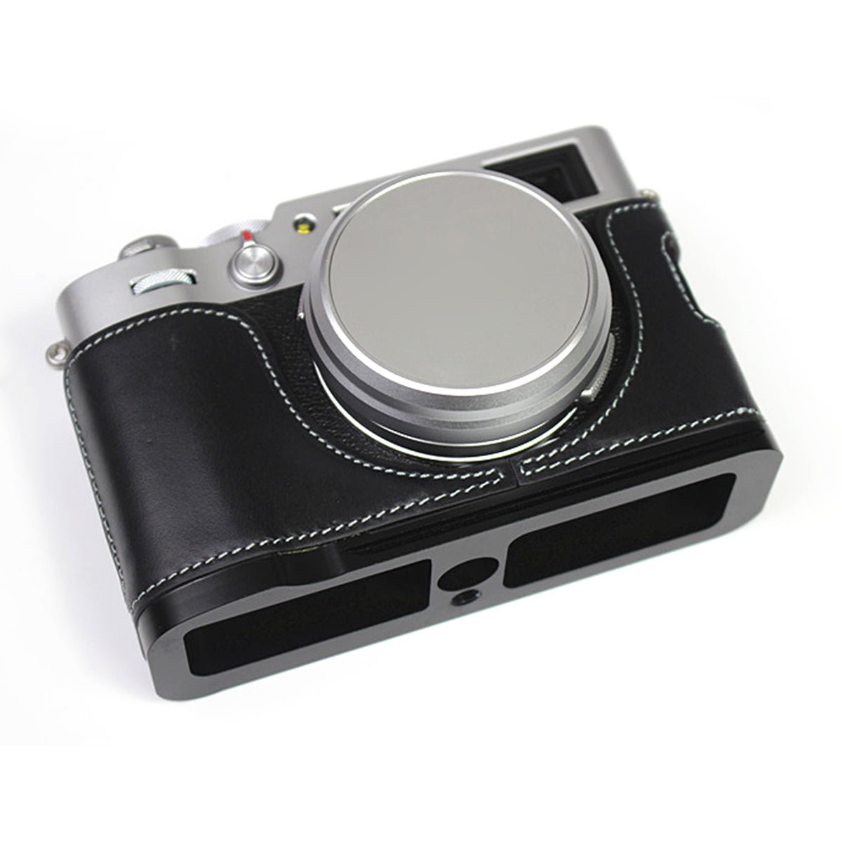 Genuine Leather Camera Half Body Cover Bottom Case Quick Release Plate Set for Fuji X100V