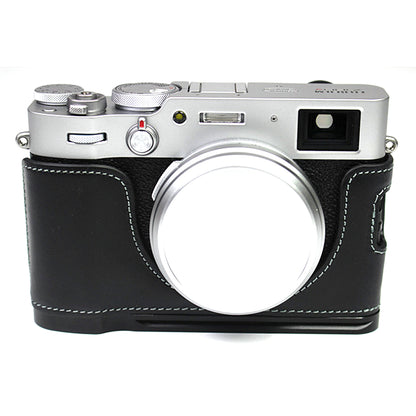 Genuine Leather Camera Half Body Cover Bottom Case Quick Release Plate Set for Fuji X100V