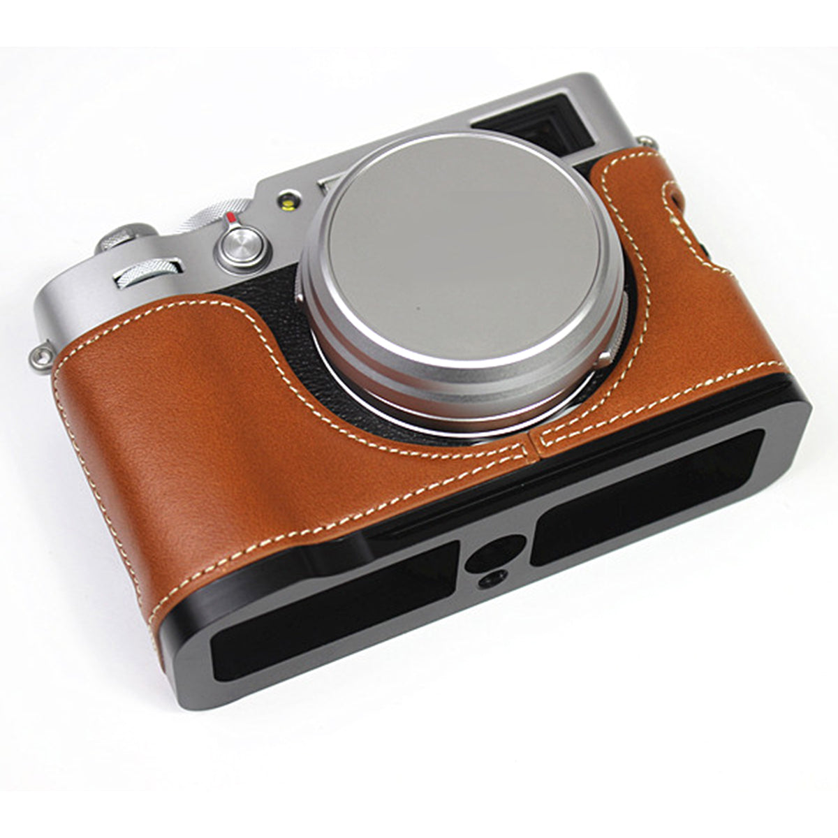 Genuine Leather Camera Half Body Cover Bottom Case Quick Release Plate Set for Fuji X100V