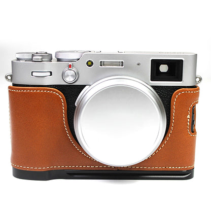 Genuine Leather Camera Half Body Cover Bottom Case Quick Release Plate Set for Fuji X100V