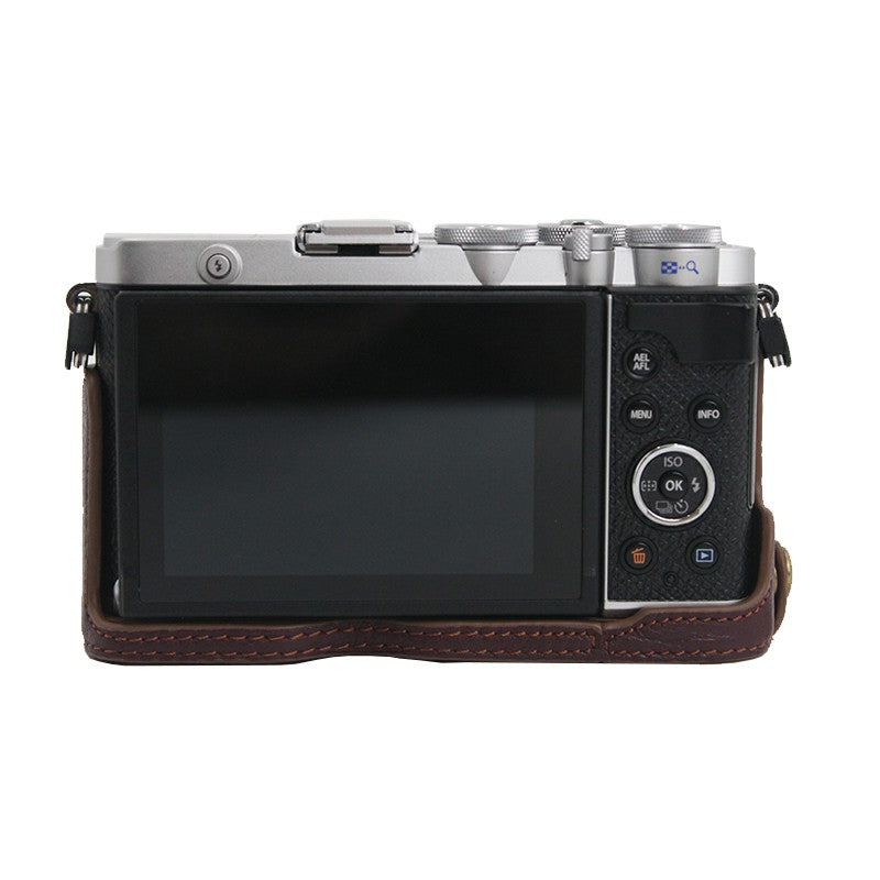 Camera Bottom Case Genuine Leather Protective Half Cover with Battery Opening for Olympus PEN E-P7/EP7