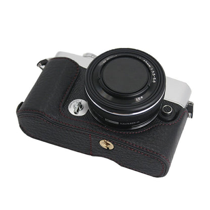 Camera Bottom Case Genuine Leather Protective Half Cover with Battery Opening for Olympus PEN E-P7/EP7