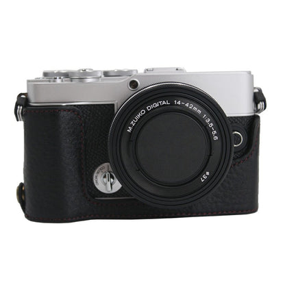 Camera Bottom Case Genuine Leather Protective Half Cover with Battery Opening for Olympus PEN E-P7/EP7