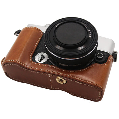 PU Leather Camera Bottom Case Protection Half Cover with Battery Opening for Olympus PEN E-P7/EP7