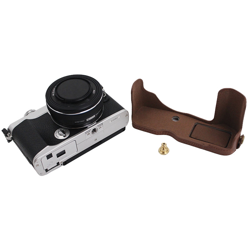 PU Leather Camera Bottom Case Protection Half Cover with Battery Opening for Olympus PEN E-P7/EP7