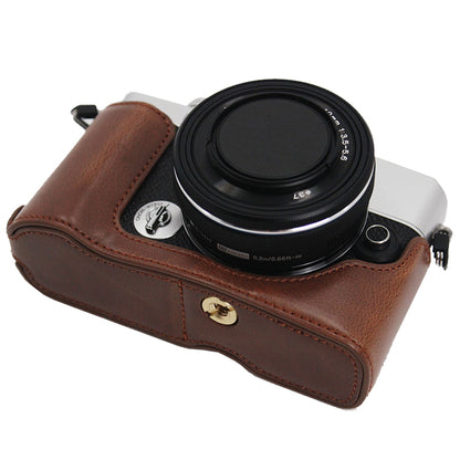 PU Leather Camera Bottom Case Protection Half Cover with Battery Opening for Olympus PEN E-P7/EP7