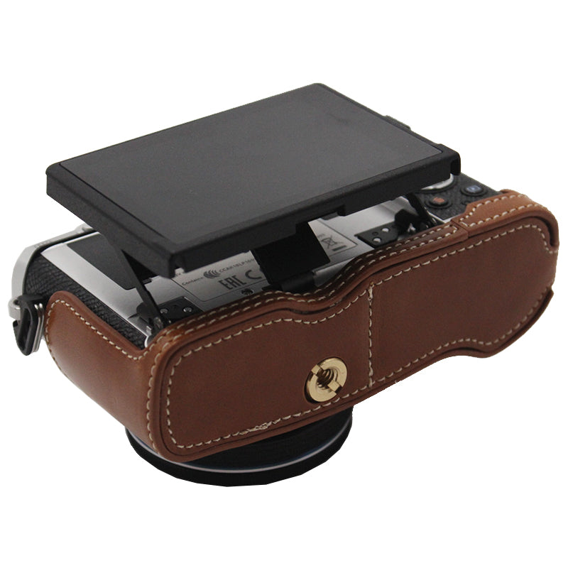 PU Leather Camera Bottom Case Protection Half Cover with Battery Opening for Olympus PEN E-P7/EP7